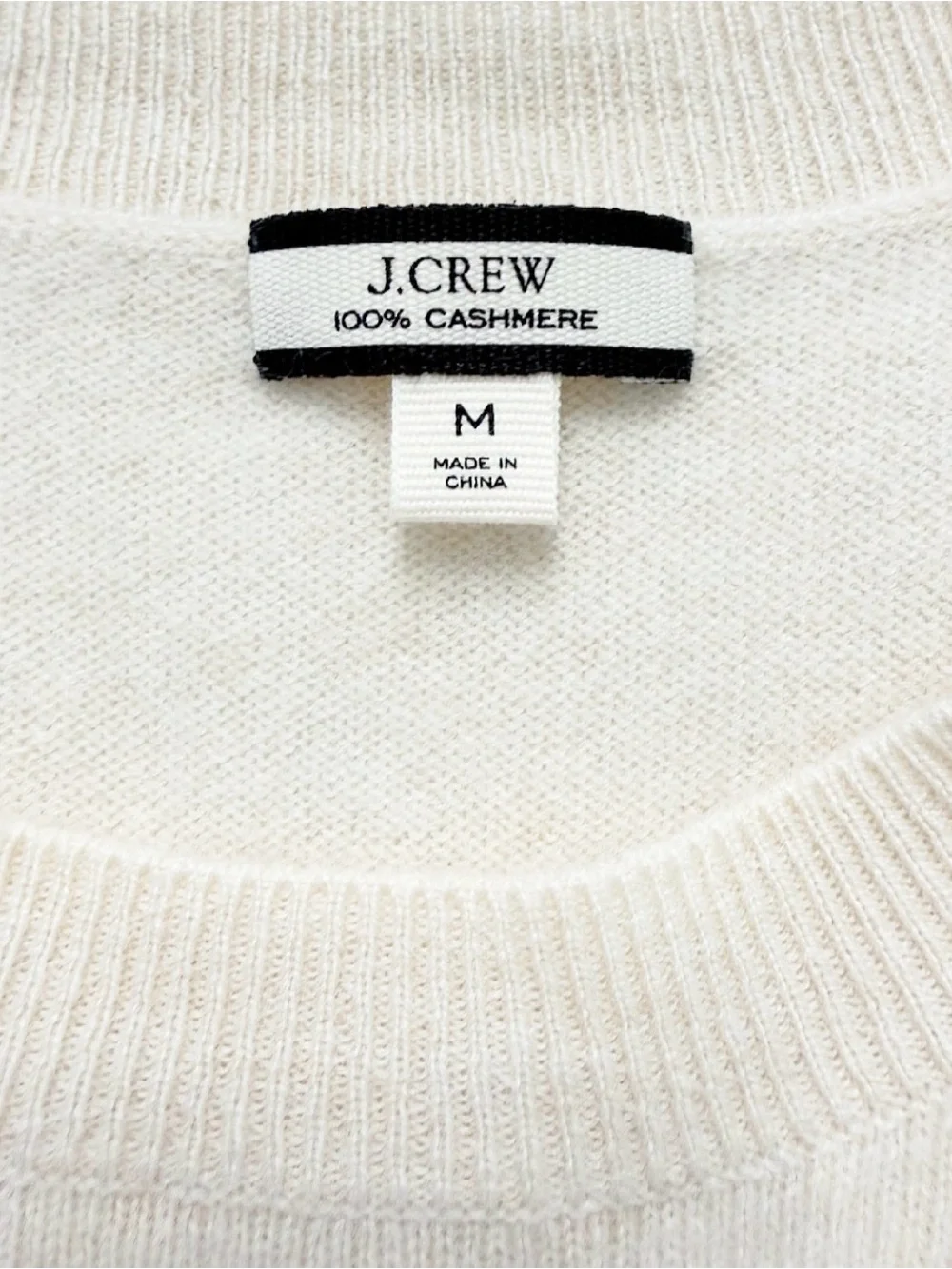 J.Crew 100% Cashmere Ivory Crewneck Sweater Medium